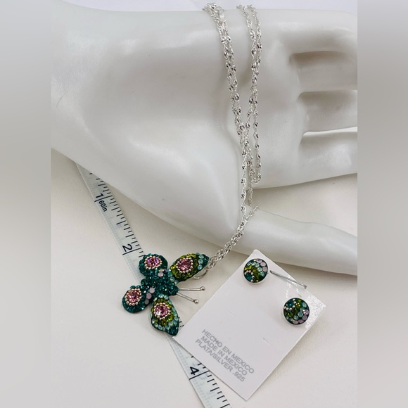 Butterfly pendant and earrings, Mexican silver/Mariposa Y Aretes Plata Mexicana - Picture 1 of 5